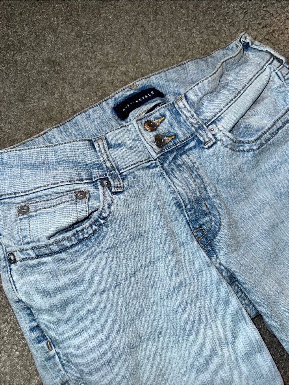 Aeropostale Light Blue low rise Flared Jeans Raw Hem (altered) 4 short - Picture 4 of 15
